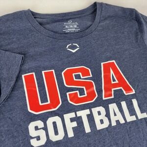 Evoshield USA Softball Tshirt Womens XL Blue Stretch Game Day Fan Gear Crew NEW